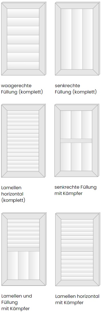 Bauformen Fensterläden aus Kunststoff