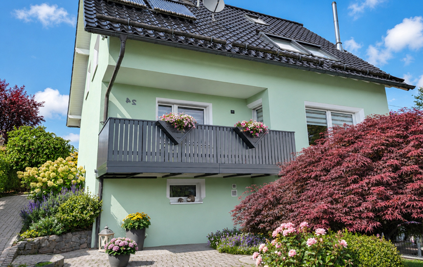 Anthrazit mit markantem Blumendetail