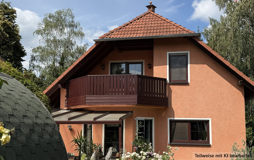 Mahagoni rahmt den Balkon