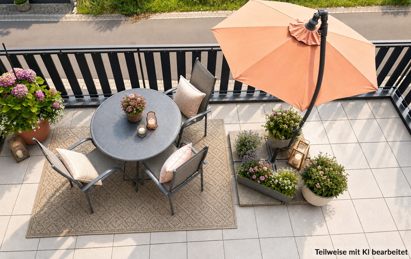 Anthrazit gibt dem Balkon neue Ruhe