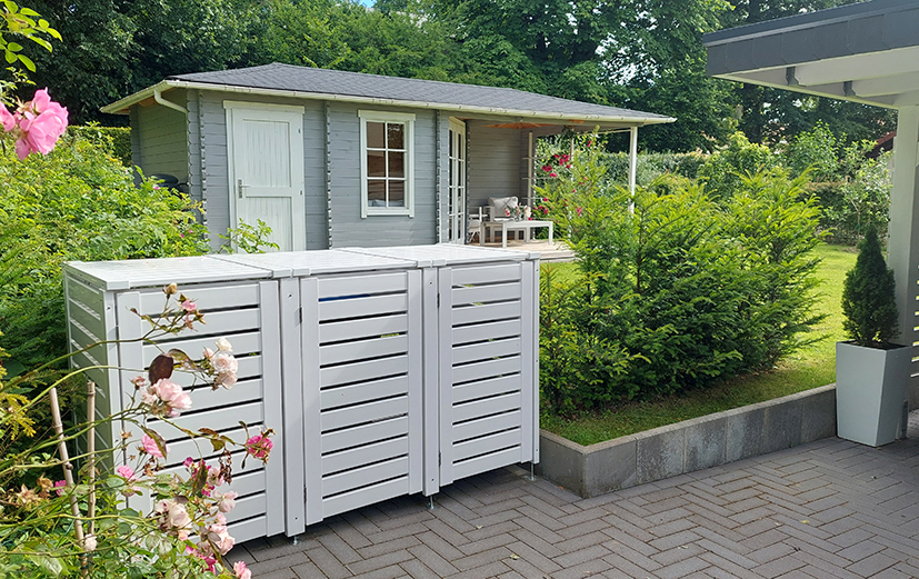 Mülltonnenbox, Tonnenbox, Kunststoff, 2x 240l, 3x 240l, Mülltonneneinhausungen, Tonnenboxen, stabile tonnenboxen, robuste tonnenboxen, Mülltonnenbox, Made in Germany, Qualität aus Sachsen, UV-beständig, wetterfest, Mülltonnen verstecken, Mülltonnenhäuschen, Tonnenboxhäuschen, Mülltonnen abstellen, Tonnenboxen unterstand, Tonnenbox Kunststoff, recyclebar, Mülltonnenbox für 4 Tonnen, Mülltonnenbox für 3 Tonnen, Mülltonnenbox für zwei Tonnen