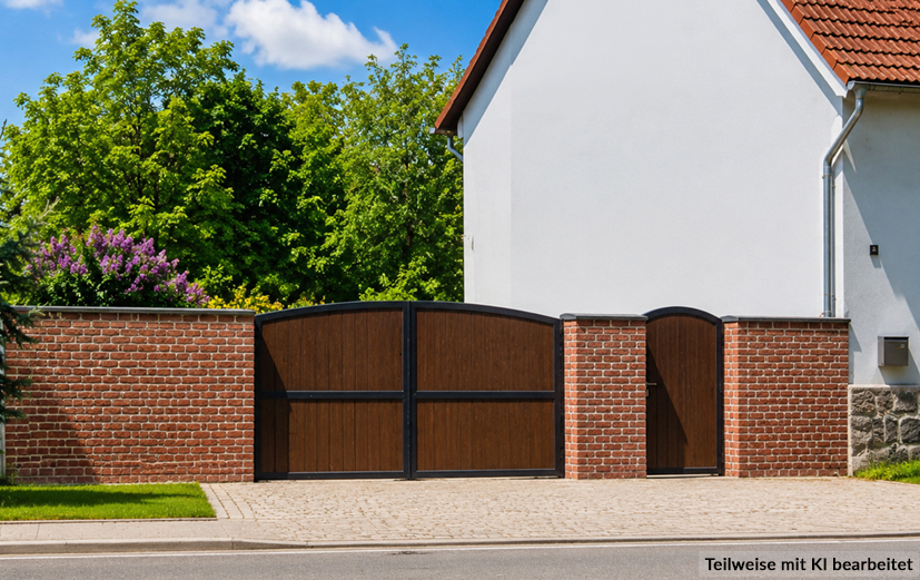 Toranlage in Nussbaum-Optik